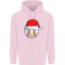 Christmas Baseball With a Santa Hat Xmas Mens 80% Cotton Hoodie Light Pink