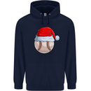 Christmas Baseball With a Santa Hat Xmas Mens 80% Cotton Hoodie Navy Blue
