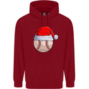 Christmas Baseball With a Santa Hat Xmas Mens 80% Cotton Hoodie Red