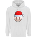 Christmas Baseball With a Santa Hat Xmas Mens 80% Cotton Hoodie White