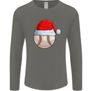 Christmas Baseball With a Santa Hat Xmas Mens Long Sleeve T-Shirt Charcoal