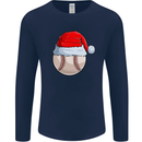 Christmas Baseball With a Santa Hat Xmas Mens Long Sleeve T-Shirt Navy Blue