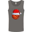 Christmas Basketball With a Santa Hat Xmas Mens Vest Tank Top Charcoal