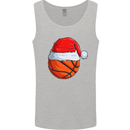 Christmas Basketball With a Santa Hat Xmas Mens Vest Tank Top Sports Grey