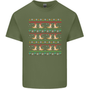 Christmas Bearded Dragon Xmas Reptile Mens Cotton T-Shirt Tee Top Military Green