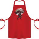 Christmas Bigfoot With an Xmas Tree Cotton Apron 100% Organic Red