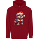 Christmas British Bulldog Union Jack Dog Xmas Mens 80% Cotton Hoodie Red