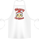 Christmas Cat Meowy Funny Christmas Cotton Apron 100% Organic White
