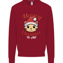 Christmas Cat Meowy Funny Christmas Kids Sweatshirt Jumper Red