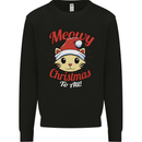 Christmas Cat Meowy Funny Christmas Mens Sweatshirt Jumper Black
