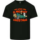 Christmas Cat Meowy Funny Christmas Tree Chaos Kids T-Shirt Childrens Black