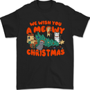 Christmas Cat Meowy Funny Christmas Tree Chaos Mens T-Shirt 100% Cotton Black
