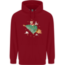 Christmas Cat Space Rocket Xmas Tree Ship Childrens Kids Hoodie Red