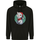 Christmas Cat With Green Background Childrens Kids Hoodie Black