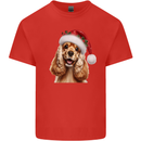 Christmas Cocker Spaniel Xmas Hat Dog Kids T-Shirt Childrens Red