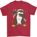 Christmas Dabbing Penguin Funny Xmas Mens T-Shirt 100% Cotton Red