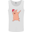 Christmas Dabbing Pig Wearing an Xmas Hat Mens Vest Tank Top White