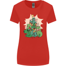 Christmas Dinosaur Xmas Tree T-Rex Funny Womens Wider Cut T-Shirt Red