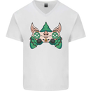 Christmas Elf Video Game Controller Joypad Xmas Mens V-Neck Cotton T-Shirt White