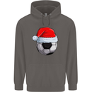 Christmas Football Santa Hat Xmas Soccer Mens 80% Cotton Hoodie Charcoal