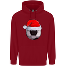 Christmas Football Santa Hat Xmas Soccer Mens 80% Cotton Hoodie Red