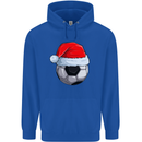 Christmas Football Santa Hat Xmas Soccer Mens 80% Cotton Hoodie Royal Blue