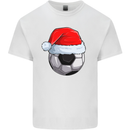 Christmas Football Santa Hat Xmas Soccer Mens Cotton T-Shirt Tee Top White