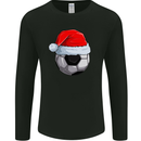 Christmas Football Santa Hat Xmas Soccer Mens Long Sleeve T-Shirt Black