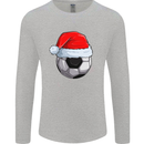 Christmas Football Santa Hat Xmas Soccer Mens Long Sleeve T-Shirt Sports Grey