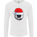 Christmas Football Santa Hat Xmas Soccer Mens Long Sleeve T-Shirt White