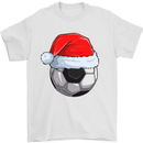 Christmas Football Santa Hat Xmas Soccer Mens T-Shirt 100% Cotton White