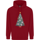 Christmas Football Tree Xmas Soccer Footy Mens 80% Cotton Hoodie Red