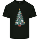 Christmas Football Tree Xmas Soccer Footy Mens Cotton T-Shirt Tee Top Black