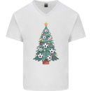 Christmas Football Tree Xmas Soccer Footy Mens V-Neck Cotton T-Shirt White
