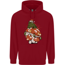 Christmas Frog Mushroom Xmas Mycology Foraging Mens 80% Cotton Hoodie Red