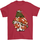 Christmas Frog Mushroom Xmas Mycology Foraging Mens T-Shirt 100% Cotton Red