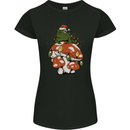 Christmas Frog Mushroom Xmas Mycology Foraging Womens Petite Cut T-Shirt Black