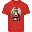 Christmas Frog Toadstool Xmas Mycology Foraging Mens Cotton T-Shirt Tee Top Red