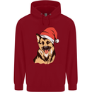 Christmas German Shepherd Dog Xmas Alsatian Mens 80% Cotton Hoodie Red