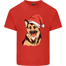 Christmas German Shepherd Dog Xmas Alsatian Mens Cotton T-Shirt Tee Top Red