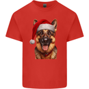 Christmas German Shepherd Xmas Dog Alsatian Mens Cotton T-Shirt Tee Top Red