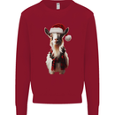 Christmas Goat Wearing  an Xmas Hat Kids Sweatshirt Jumper Red