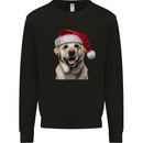 Christmas Golden Labrador Dog Xmas Hat Mens Sweatshirt Jumper Black