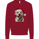 Christmas Golden Labrador Dog Xmas Hat Mens Sweatshirt Jumper Red