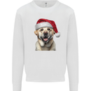 Christmas Golden Labrador Dog Xmas Hat Mens Sweatshirt Jumper White