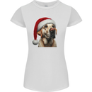Christmas Golden Labrador Xmas Hat Dog Womens Petite Cut T-Shirt White