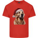 Christmas Golden Retriever Tartan Xmas Hat Dog Mens Cotton T-Shirt Tee Top Red