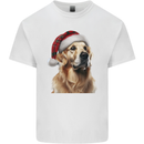 Christmas Golden Retriever Tartan Xmas Hat Dog Mens Cotton T-Shirt Tee Top White