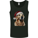 Christmas Golden Retriever Tartan Xmas Hat Dog Mens Vest Tank Top Black