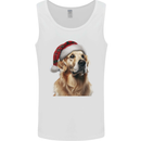 Christmas Golden Retriever Tartan Xmas Hat Dog Mens Vest Tank Top White